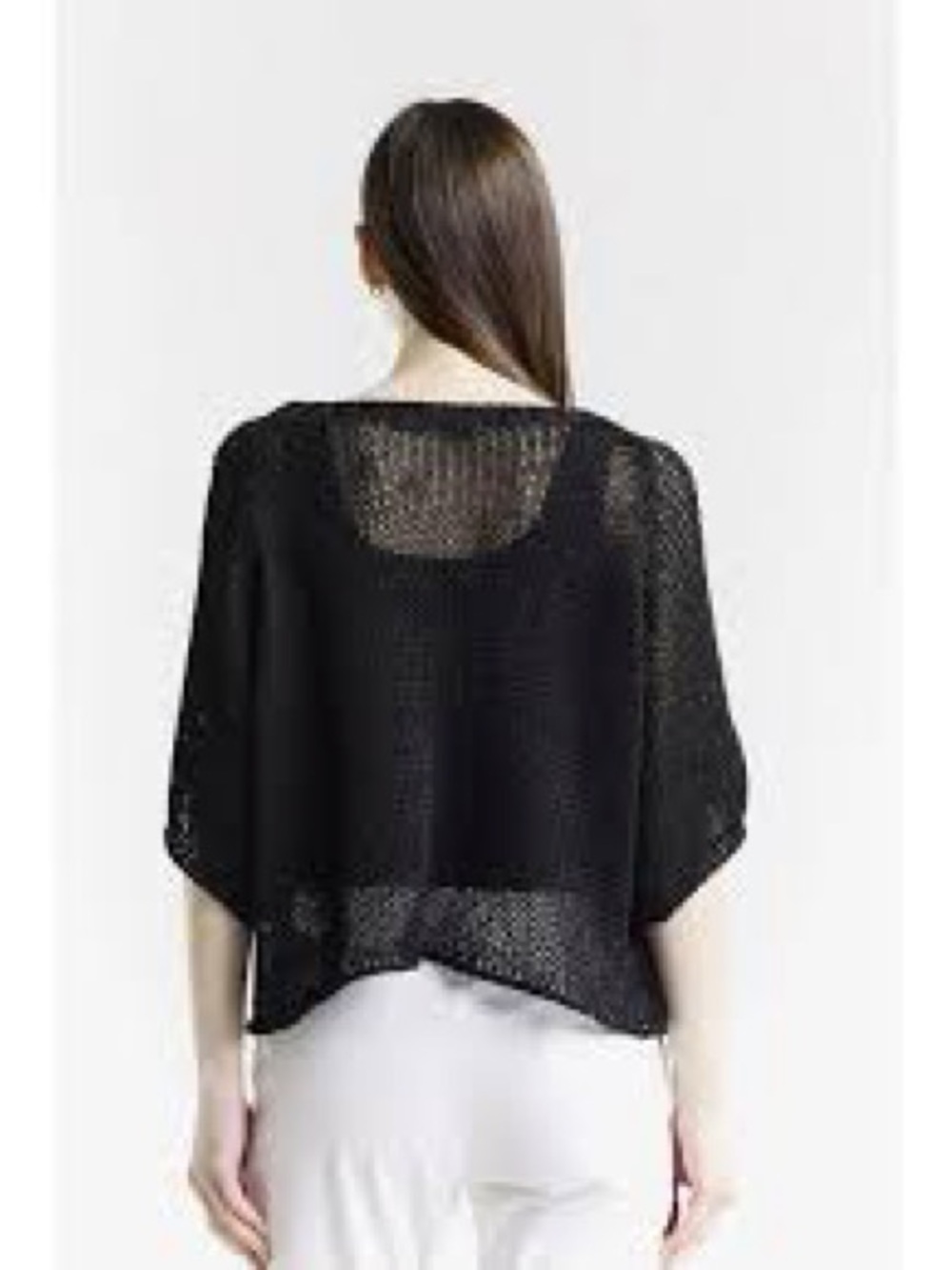 Chico's Black Open Knit V-Neck Sweater - Picture 6 of 9